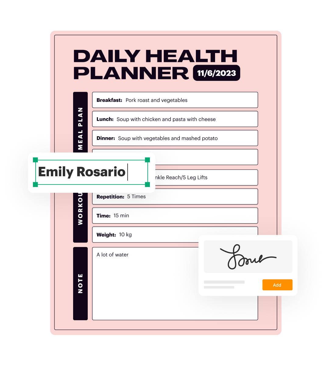 Engagement planner template generator tool with customizable pdf