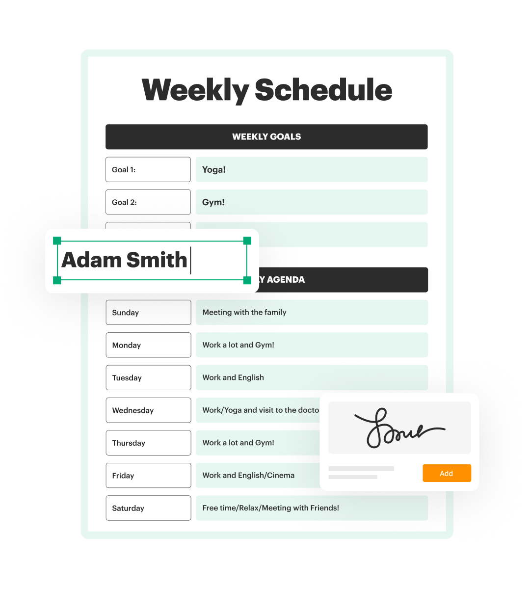 Cleaning monthly schedule template generator solution with customizable