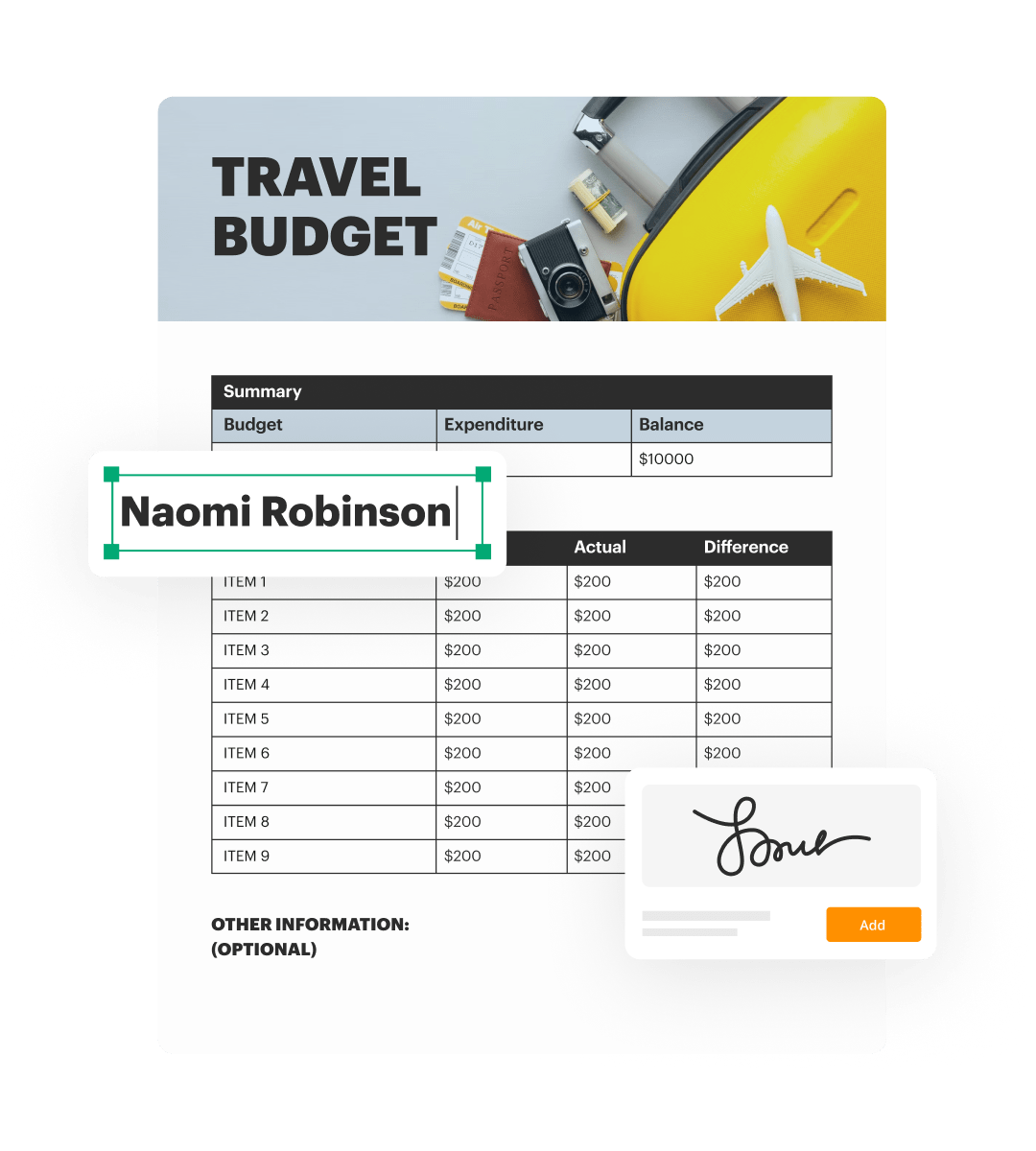 Yearly Calendar Budget Template creator solution with Customizable PDF ...