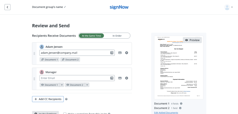 signNow screen